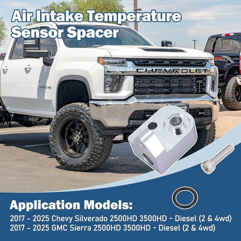 Xiaoyudou MAP Air Intake Temperature Sensor Spacer Anti-Soot Fit for 2017-2025 Chevy Silverado 2500HD 3500HD, GMC Sierra 2500HD 3500HD 6.6L Duramax Diesel, Silver - Image 3